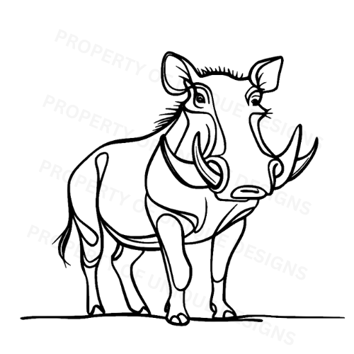 Warthog line art Laser engraving SVG File 