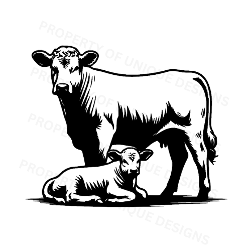 Angus Cow & Calf Laser engraving SVG File