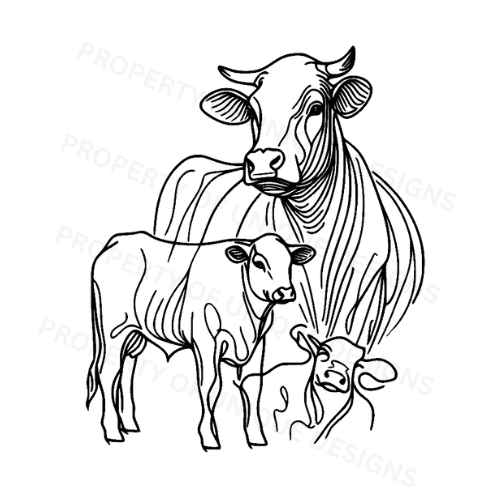 Angus Cow & Calf Line art Laser engraving SVG File